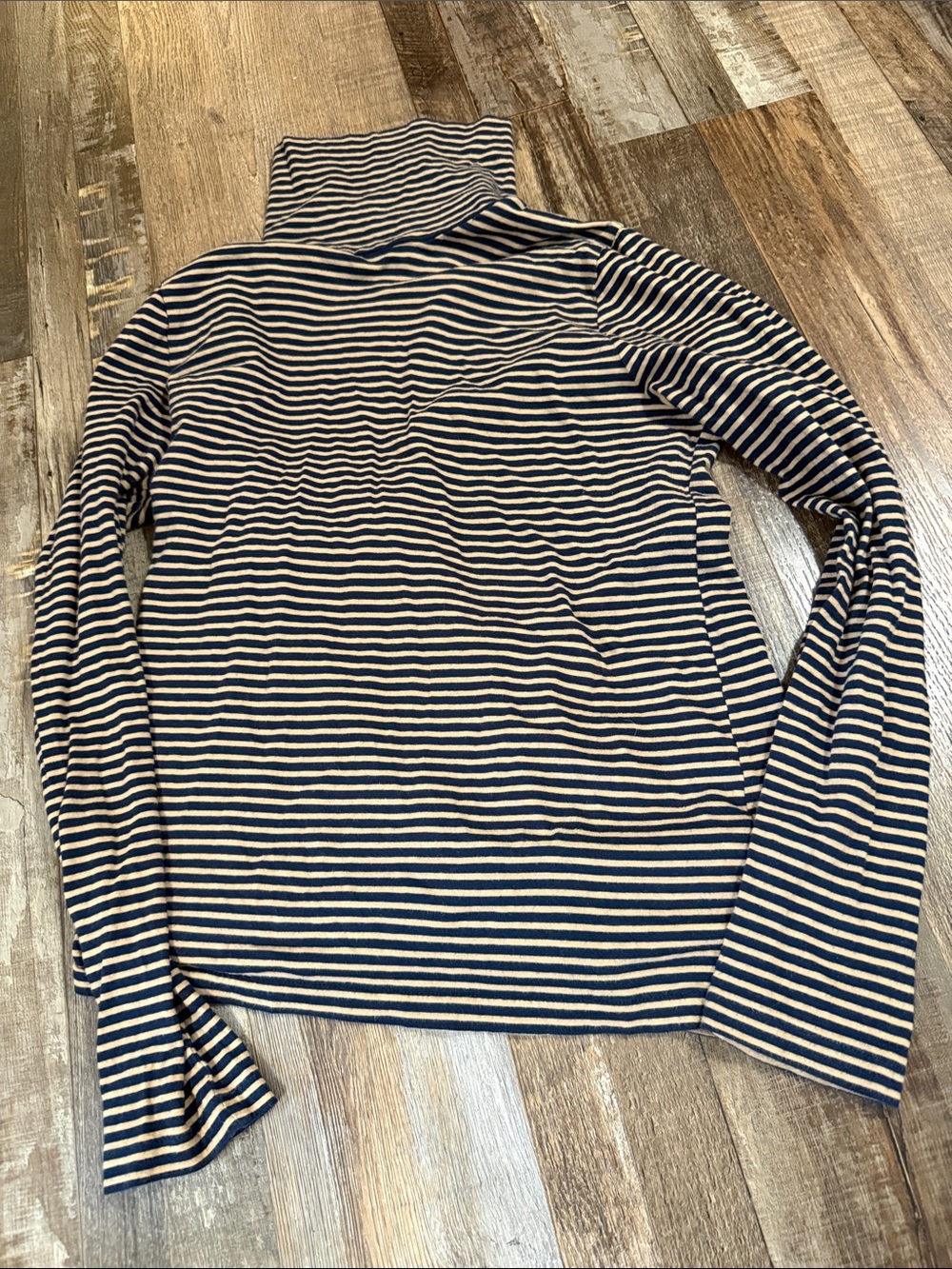 J. Crew Navy & Cream Striped Turtleneck Sweater